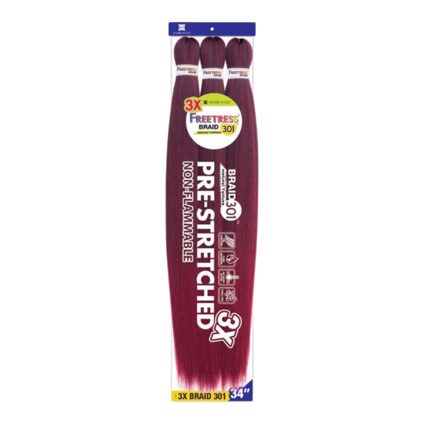 Freetress Braid 301 – 3X Pre-Stretched Braiding Hair 34” (Non-Flammable Fiber)