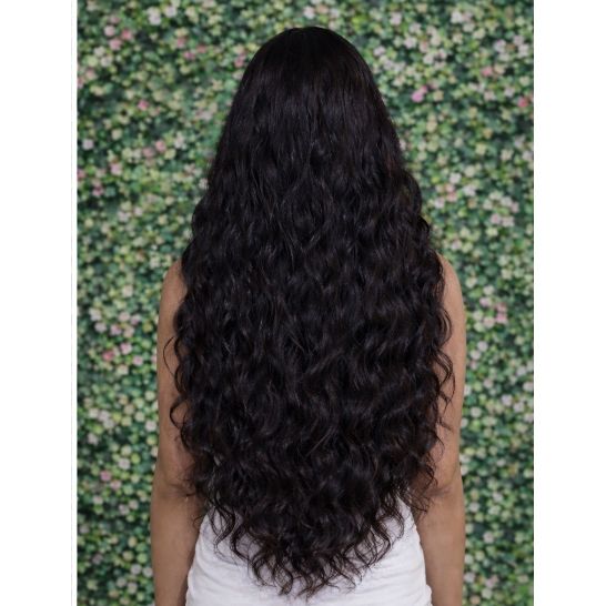 28” Black Body Wave Glueless Lace Front Wig | Synthetic | Middle Part