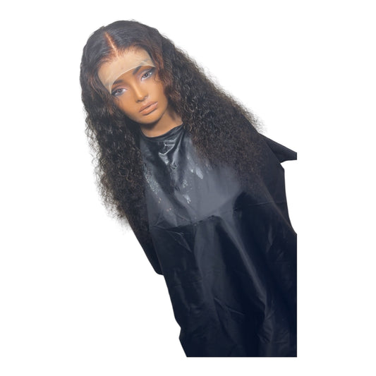 22in 13x4 Deep Wave Lace Front Wig Human Hair HD Lace Frontal with Brown Highlights