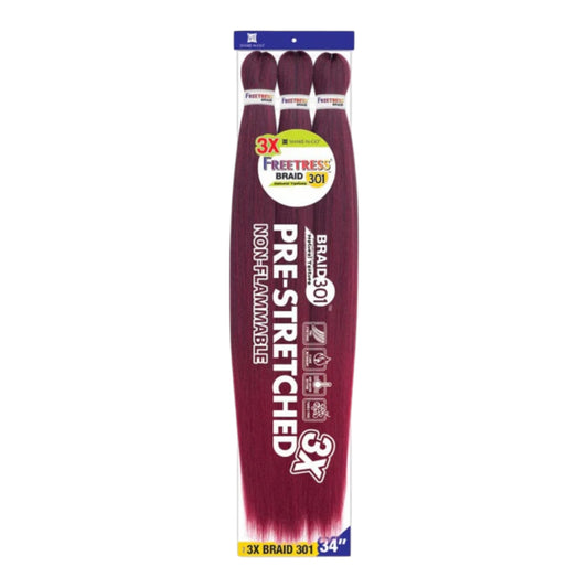 Freetress Braid 301 – 3X Pre-Stretched Braiding Hair 34” (Non-Flammable Fiber)