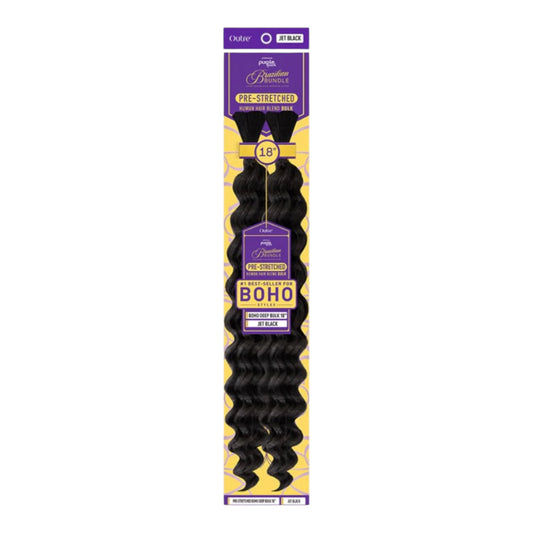 Outre Purple Pack Brazilian Bundle Boho Deep Bulk 18” – Pre-Stretched Human Hair Blend