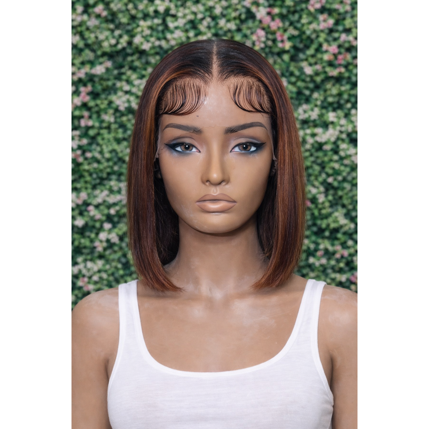 Chestnut Highlight Lace Front Bob Wig 100% Human Hair – Natural Hairline